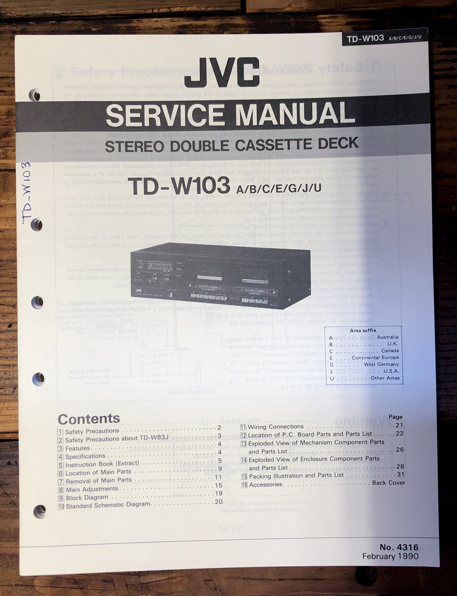 JVC TD-W103 Service Manual *Original*