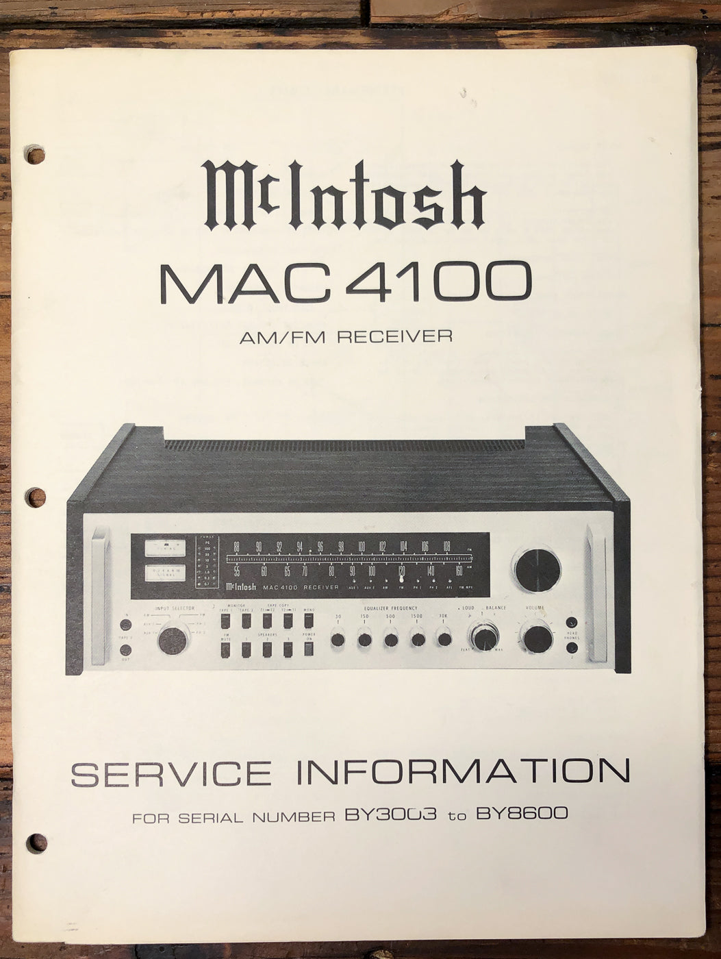 McIntosh MAC 4100 Receiver BY3003-BY8600 Service Manual *Original*