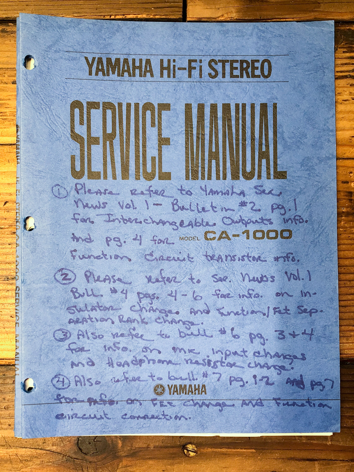 Yamaha CA-1000 Amplifier Service Manual *Original*