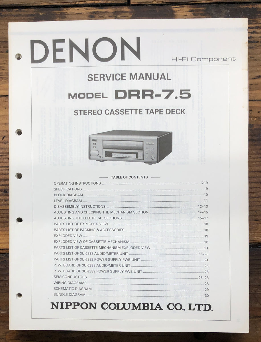 Denon DRR-7.5 Cassette Service Manual *Original*