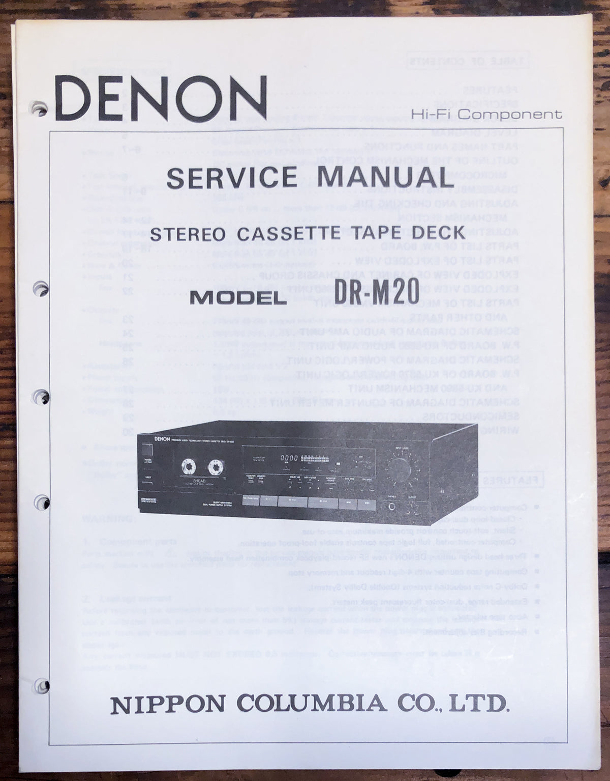 Denon DR-M20 Cassette Service Manual *Original*