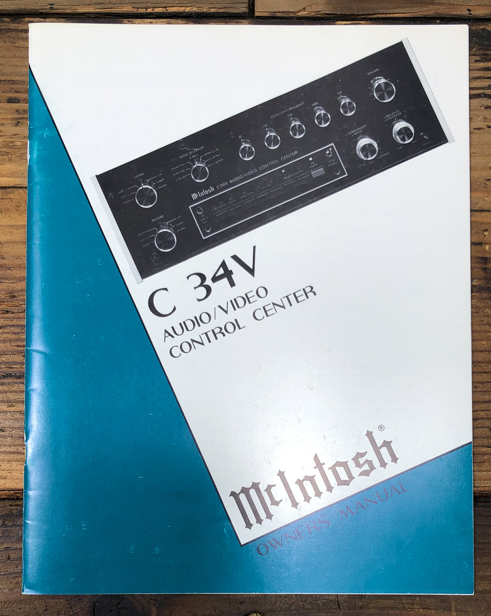 McIntosh C34V C-34V Preamp / Preamplifier Owners / User Manual *Original*