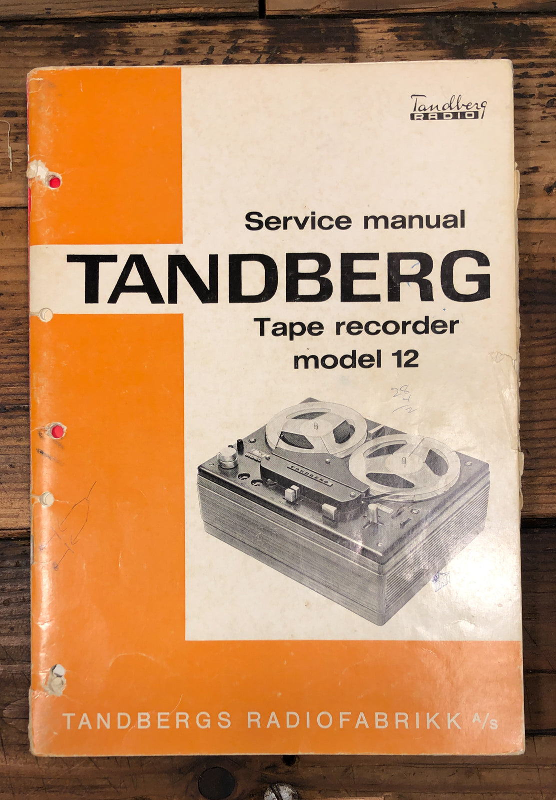 Tandberg Model 12 Tape Recorder Service Manual *Original*