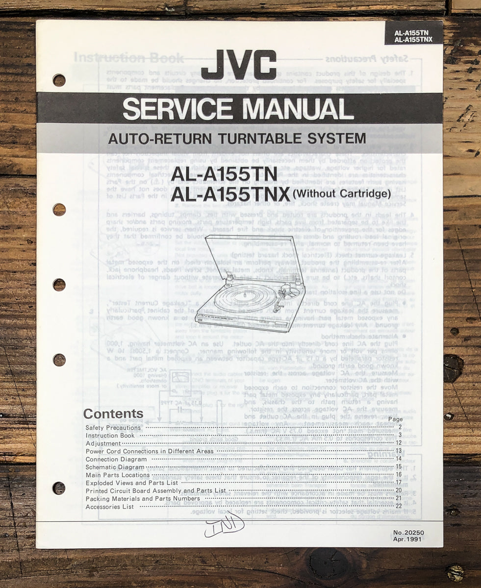 JVC AL-A155 Record Player / Turntable Service Manual *Original*