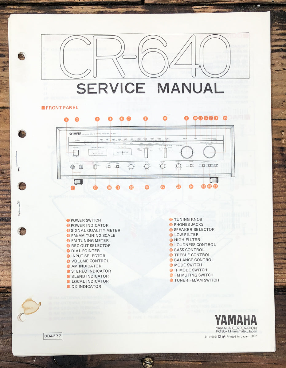 Yamaha CR-640 Receiver Service Manual *Original*