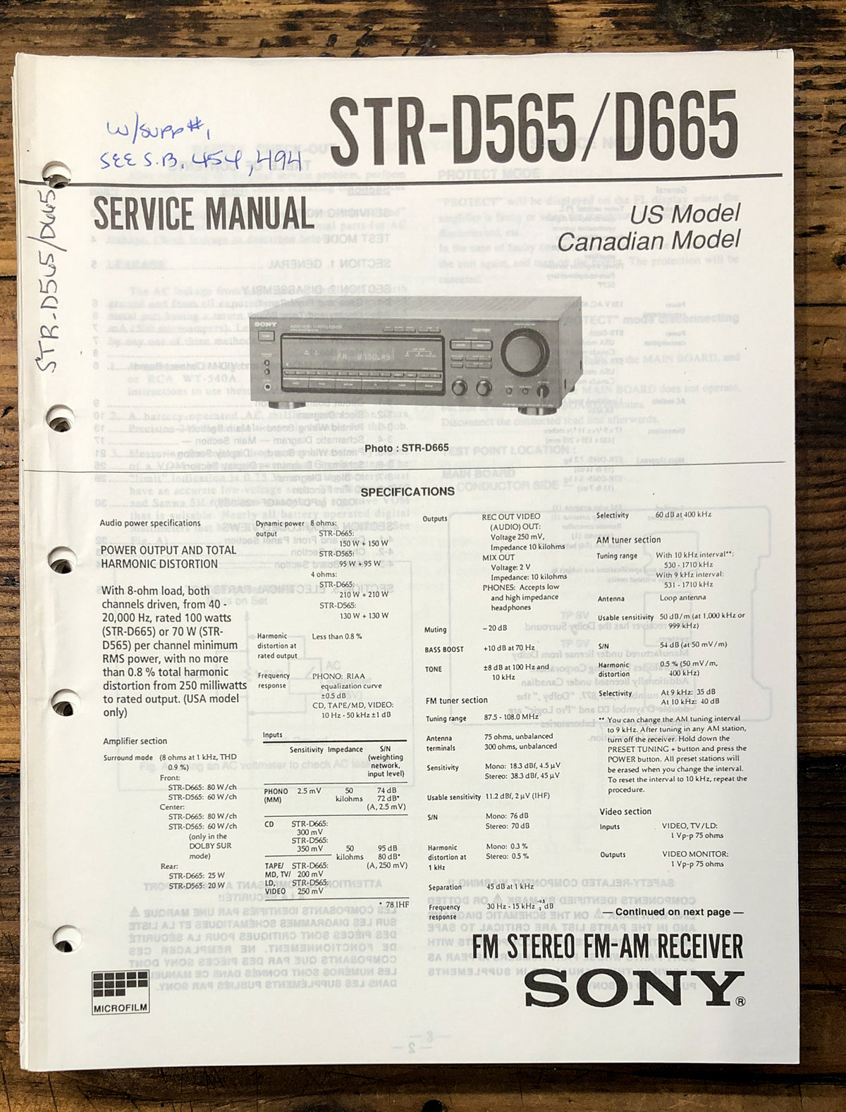 Sony STR-D565 STR-D665 Receiver Service Manual *Original*