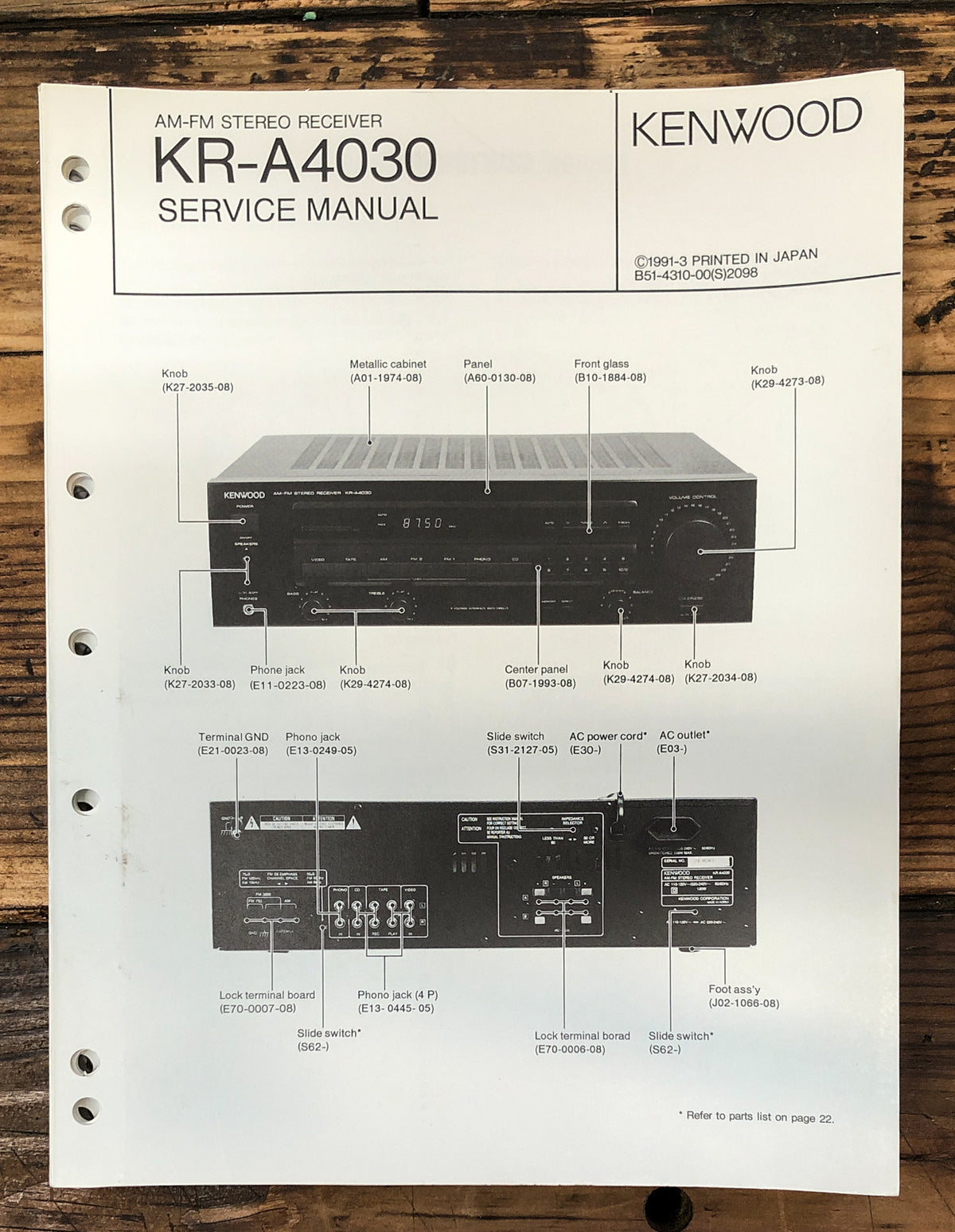 Kenwood KR-A4030 Receiver Service Manual *Original*