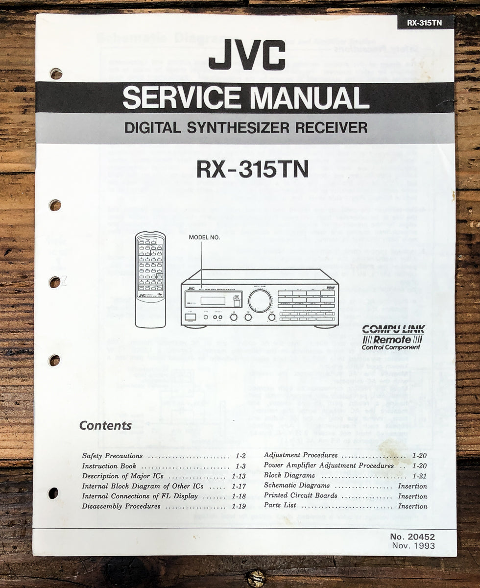JVC RX-315 RX-315TN Receiver Service Manual *Original*