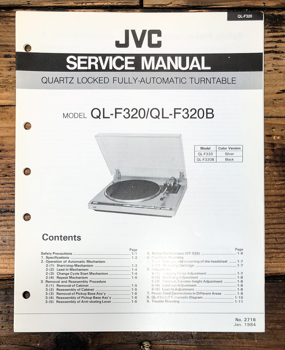 JVC QL-F320 QL-F320B Record Player / Turntable Service Manual *Original*