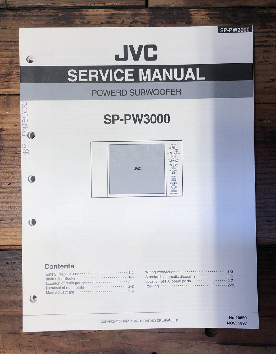 JVC SP-PW3000 Subwoofer Service Manual *Original*