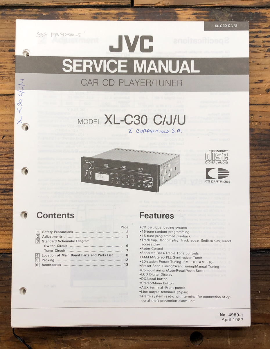 JVC XL-C30 Car Stereo Service Manual *Original* #1