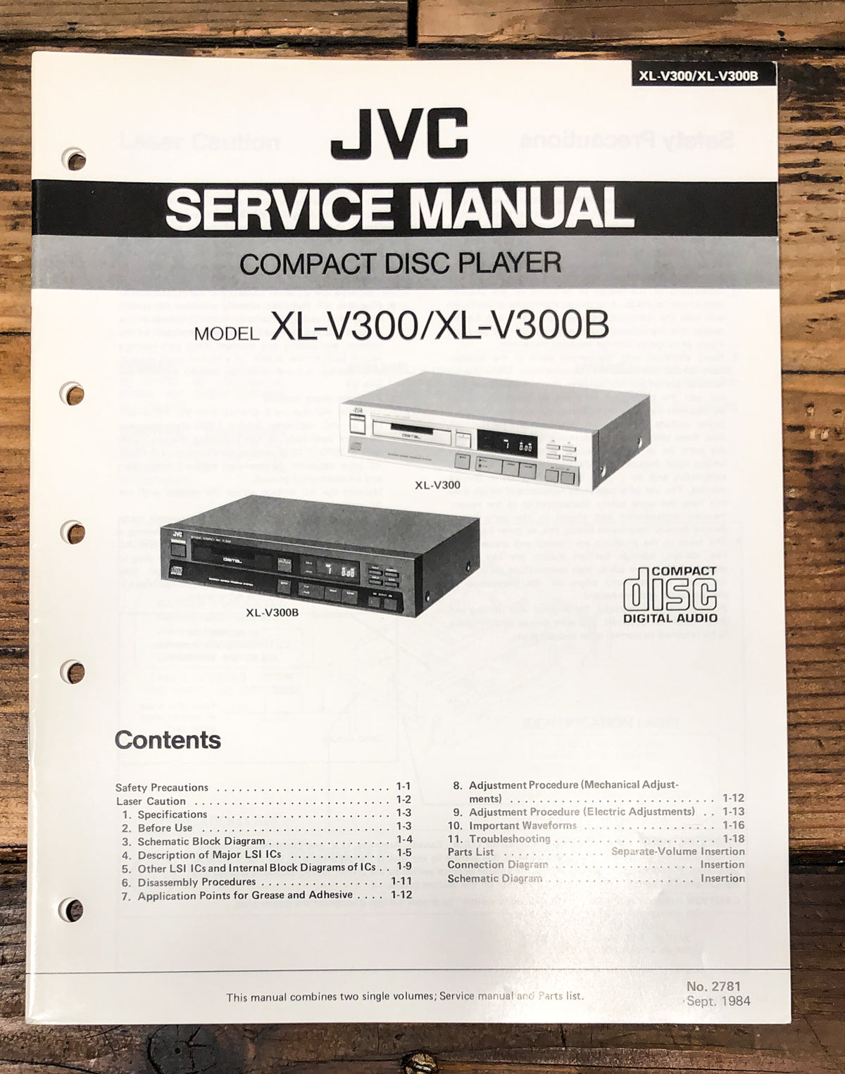 JVC XL-V300 XL-V300B CD Player Service Manual *Original*