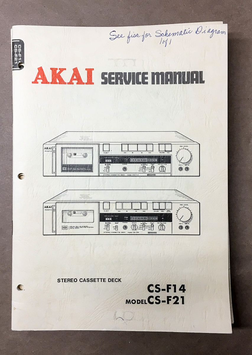 Akai CS-F14 CS-F21 Cassette Service Manual *Original*