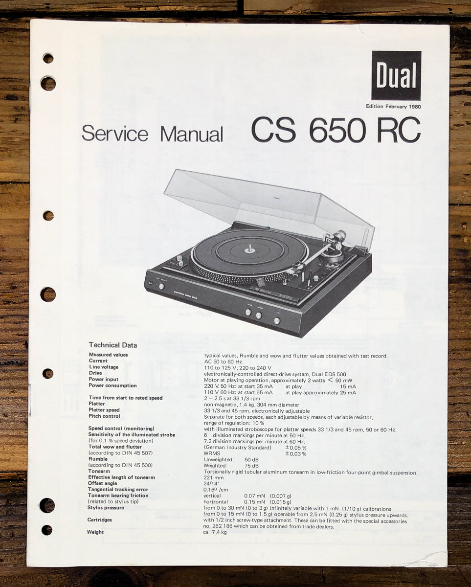 Dual CS 650RC CS 650 RC Service Manual *Original*