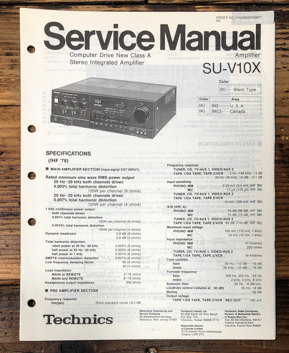 Technics SU-V10X Amplifier Service Manual *Original*