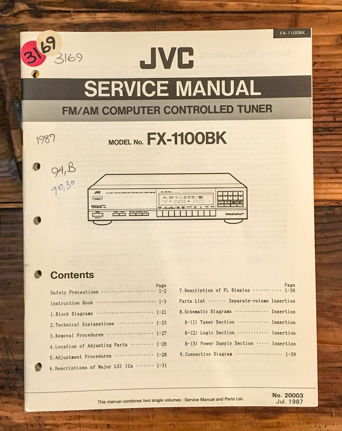 JVC FX-1100BK FX-1100 BK Tuner Service Manual *Original*