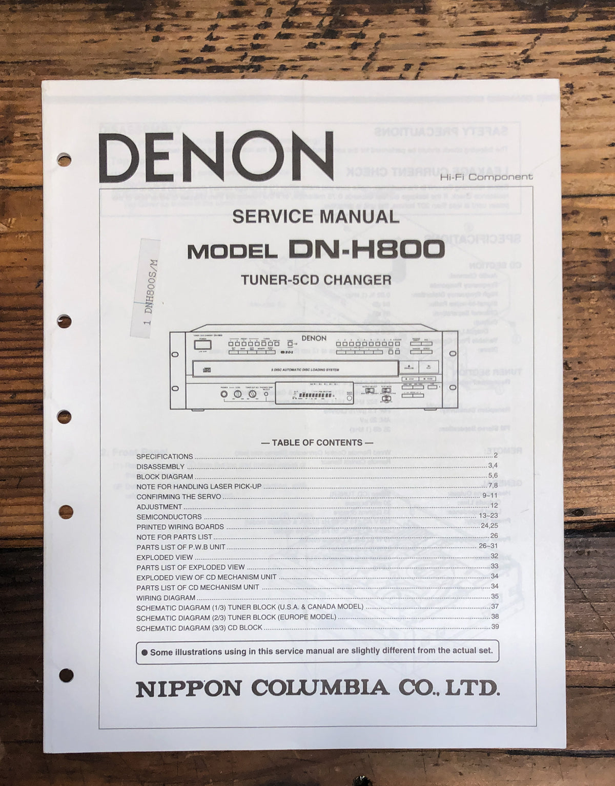 Denon DN-H800 Tuner / CD Changer Service Manual *Original*