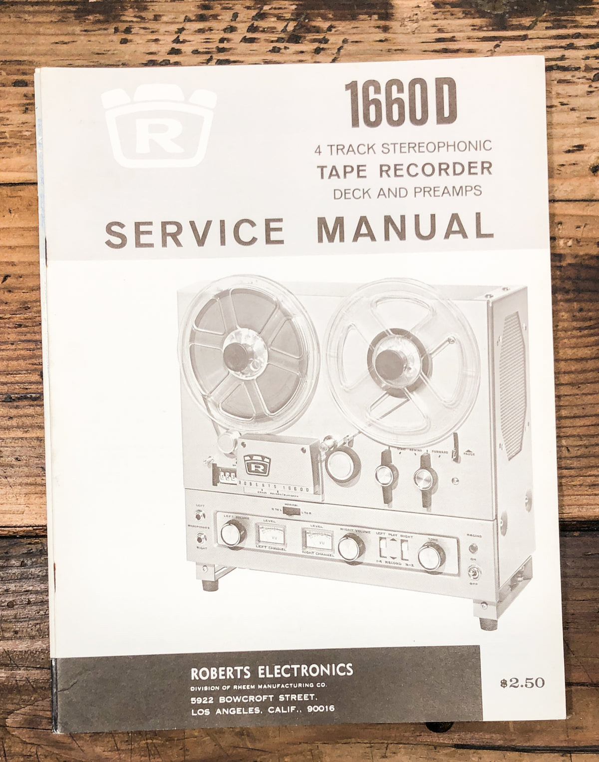 Roberts Model 1660D Reel to Reel Service Manual *Original*