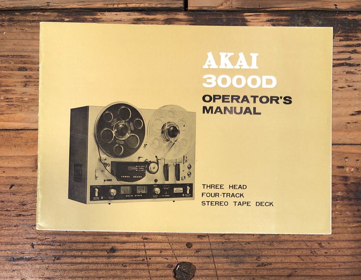 Akai Model 3000D Reel to Reel / Tape Owners / User Manual *Original*