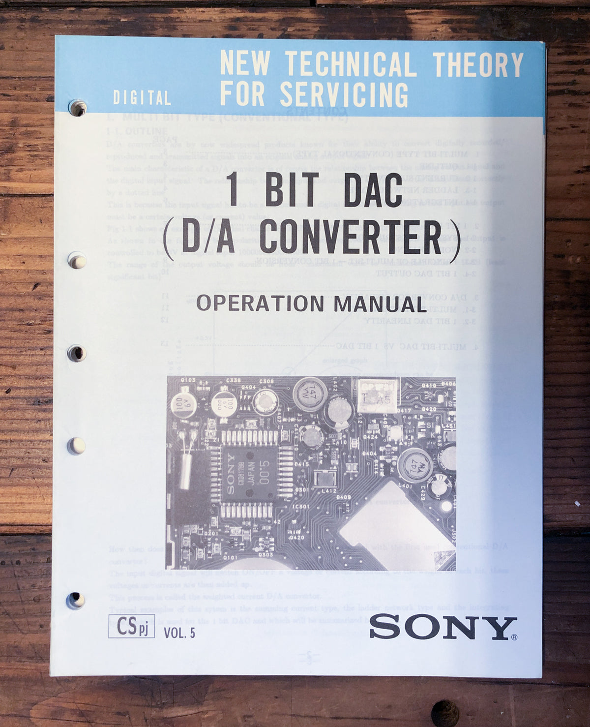Sony 1 BIT DAC D/A Converter Technical Theory Service Manual *Original*