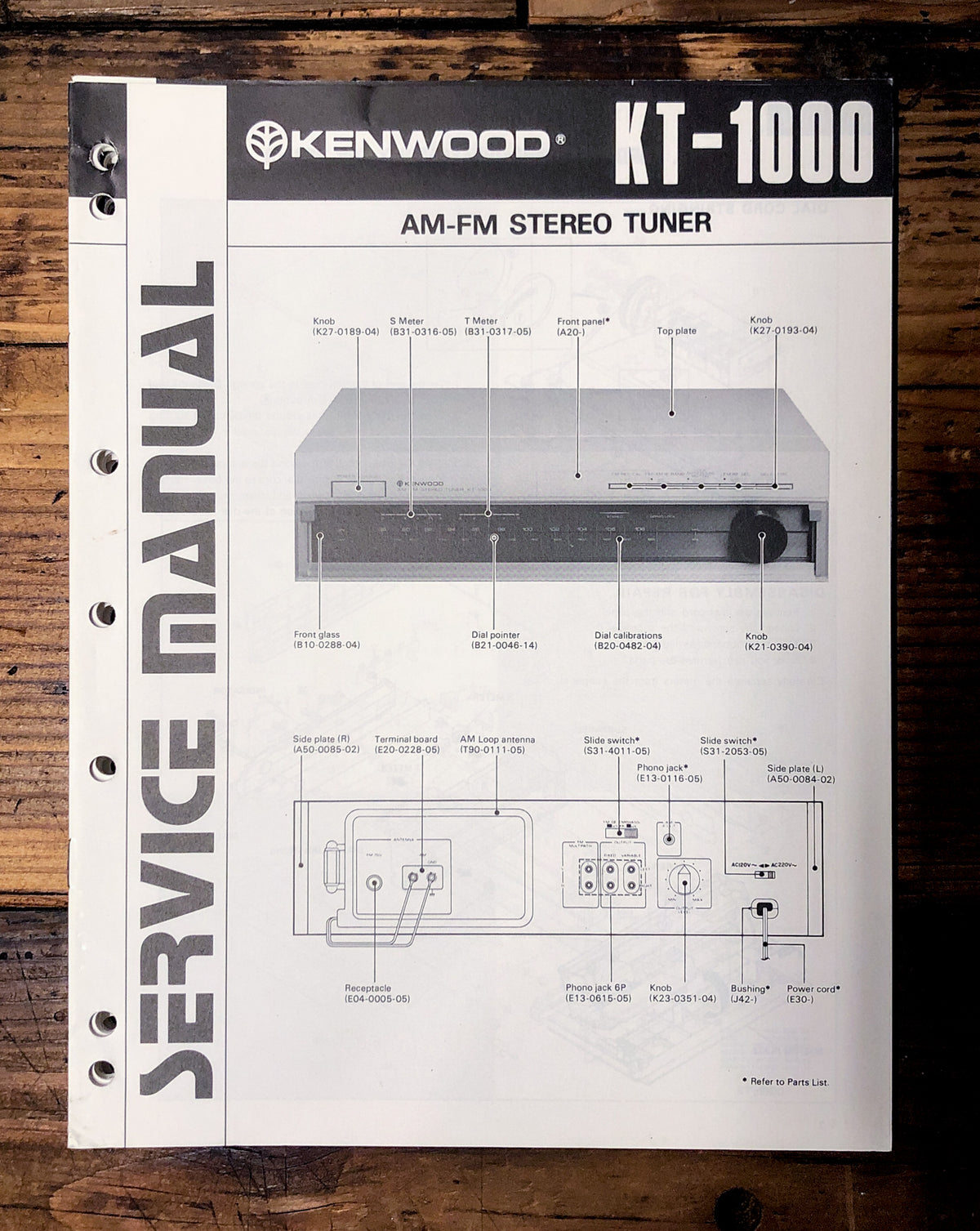 Kenwood KT-1000 Tuner Service Manual *Original*