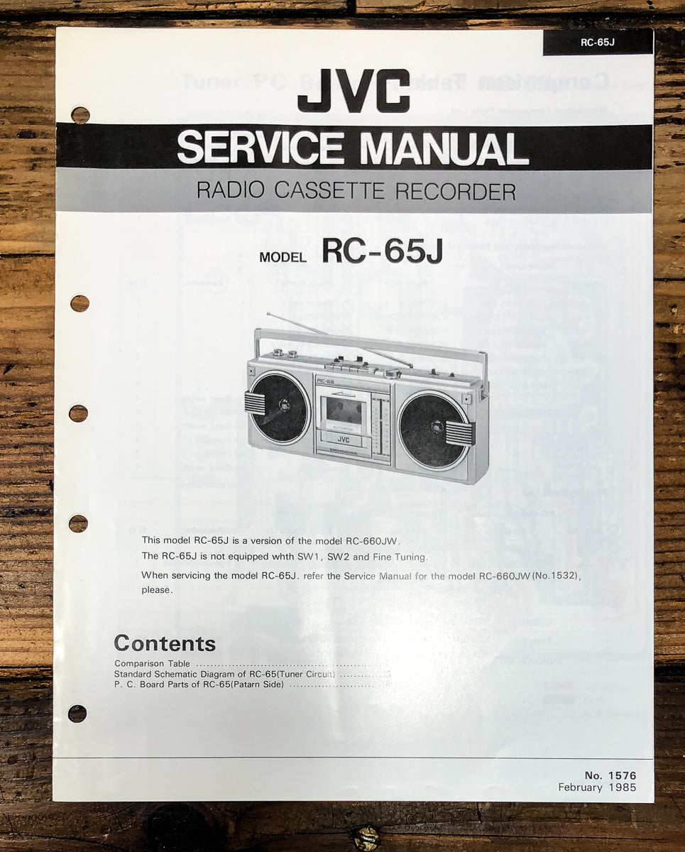 JVC RC-65 RC-65J Radio Cassette Service Manual *Original*