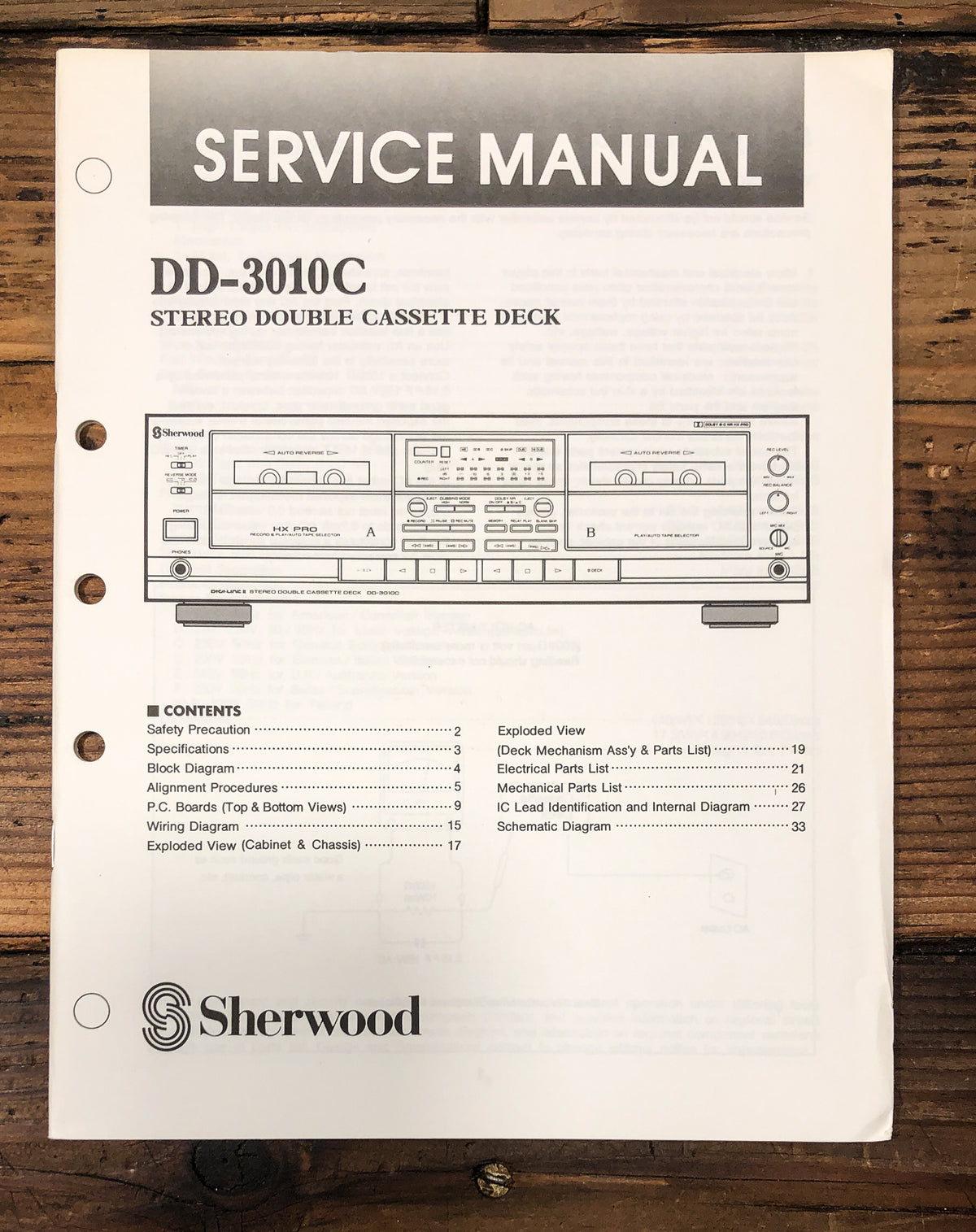 Sherwood DD-3010C Cassette Service Manual *Original*