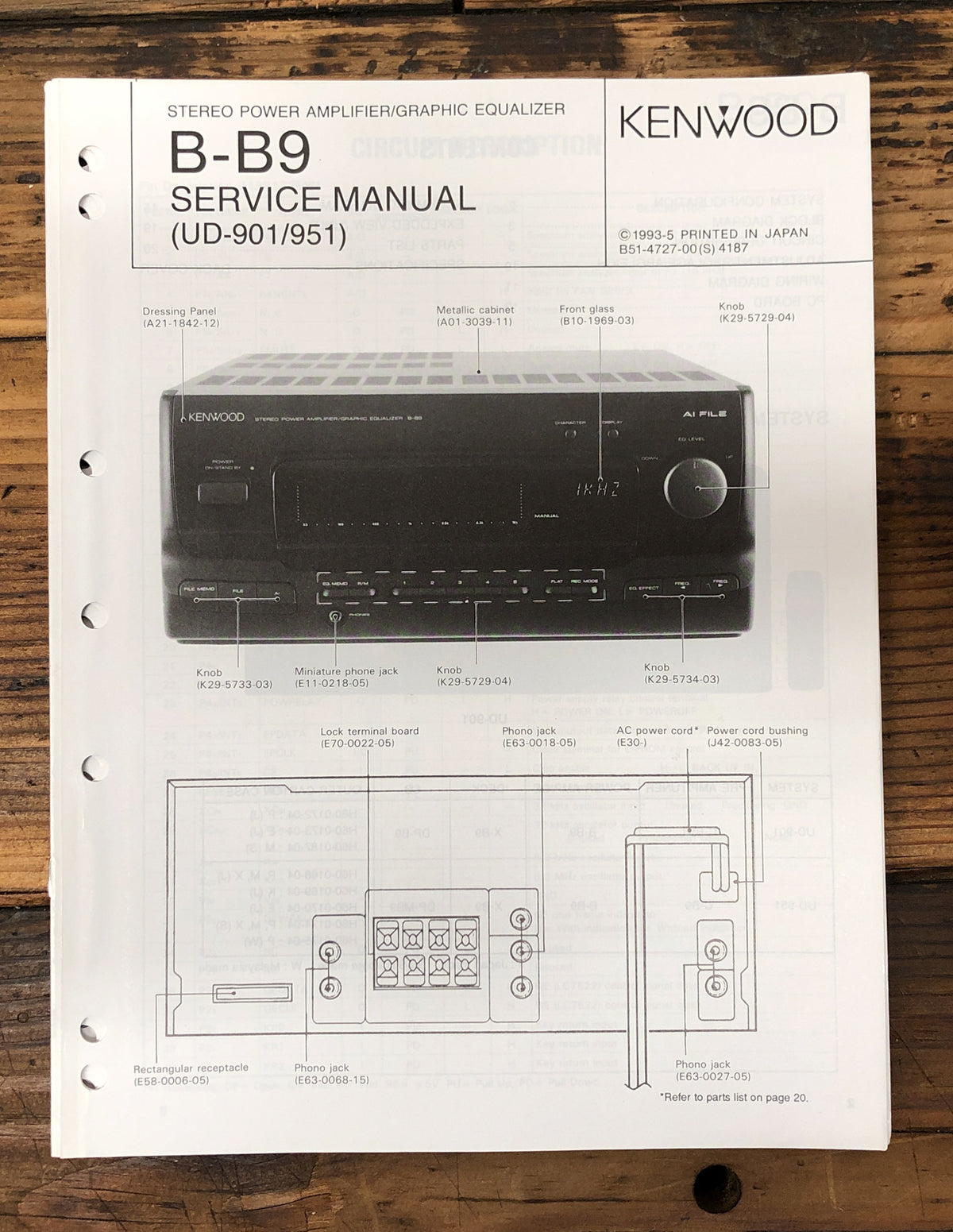 Kenwood B-B9 Stereo Service Manual *Original*