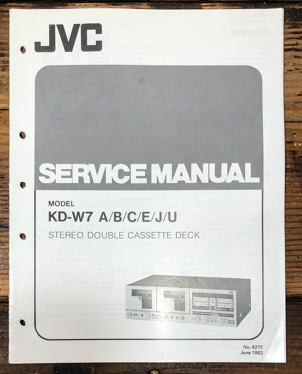 JVC KD-W7 Cassette Service Manual *Original*