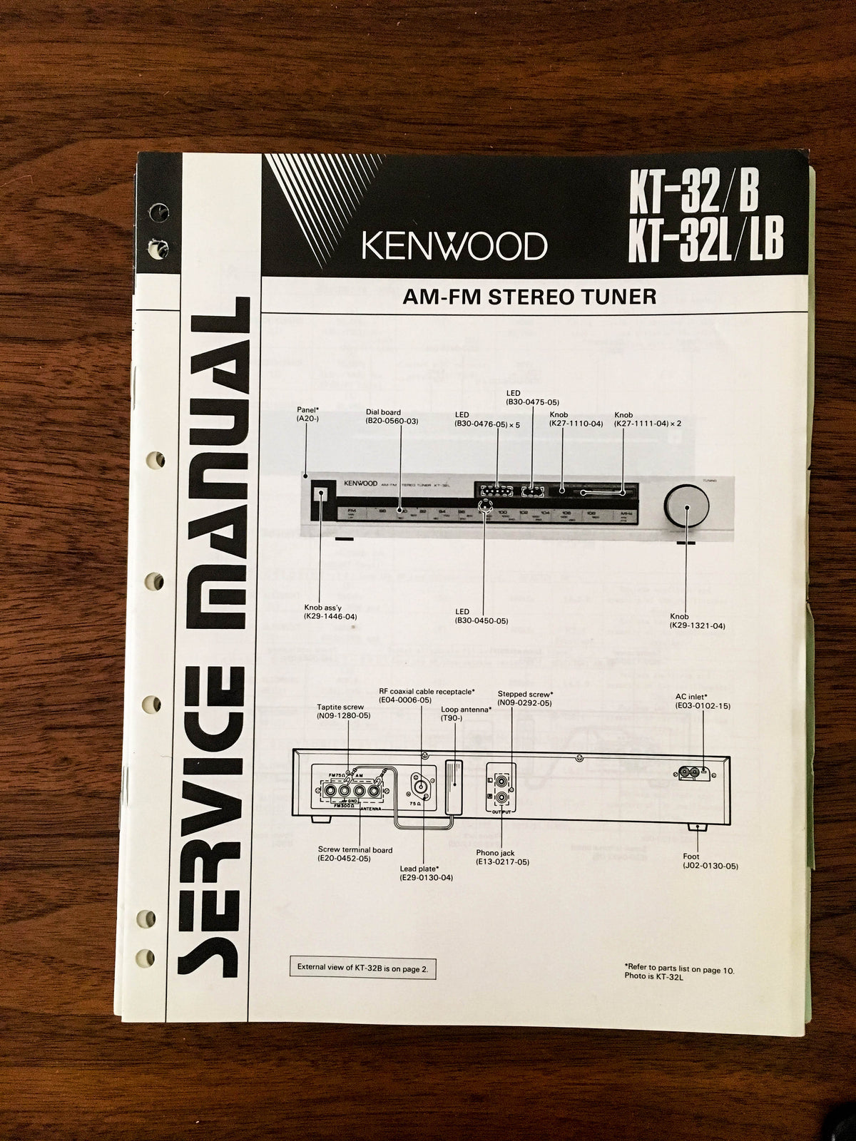 Kenwood KT-32 KT-32B TUNER Service Manual *Original*