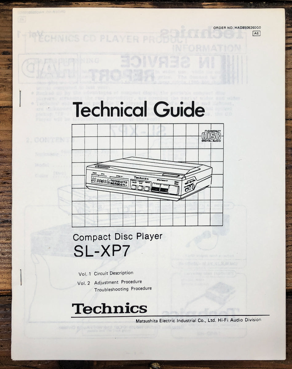 Technics SL-XP7 CD Player Tech Guide Service Manual *Original*