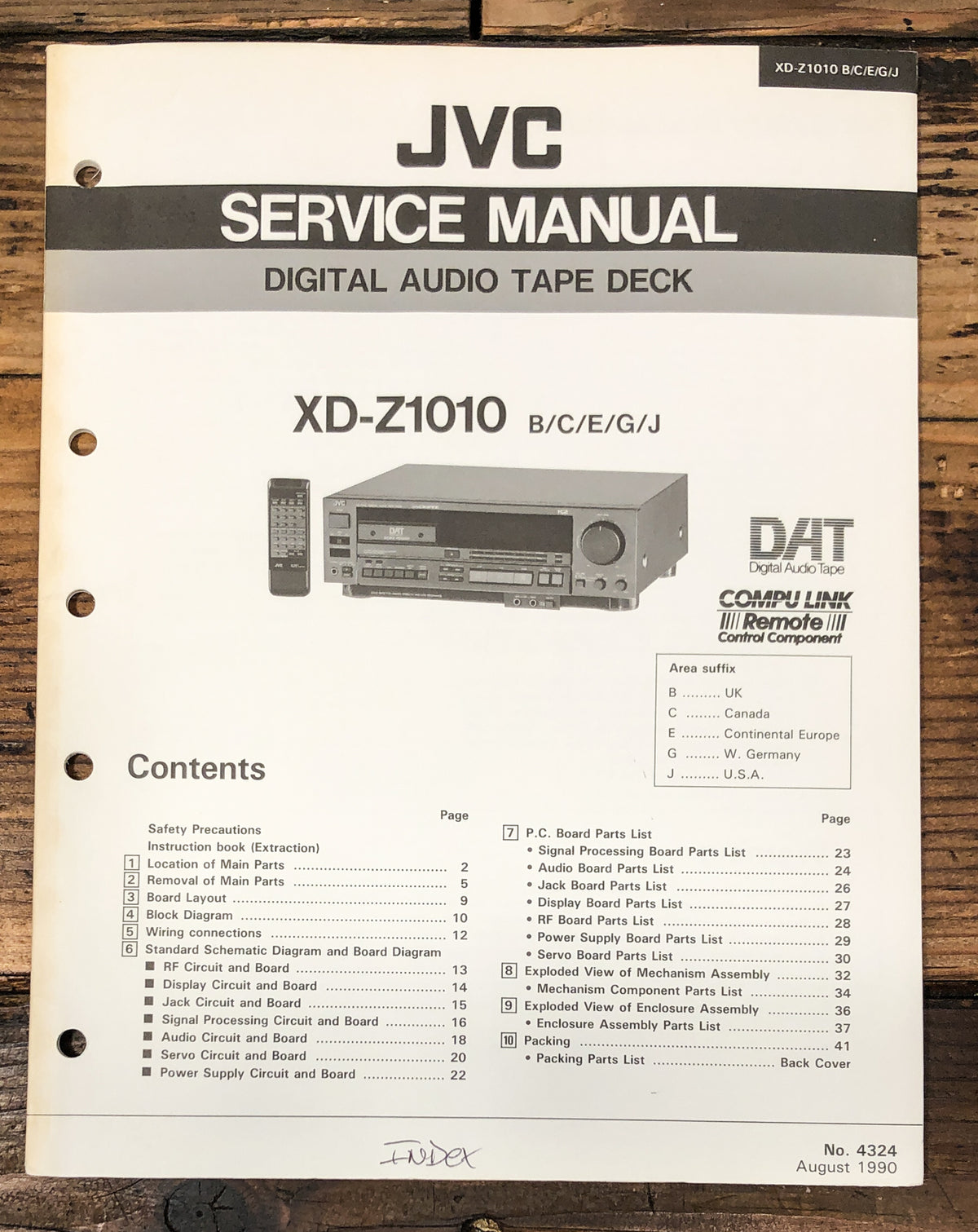 JVC XD-Z1010 DAT Deck Service Manual *Original*