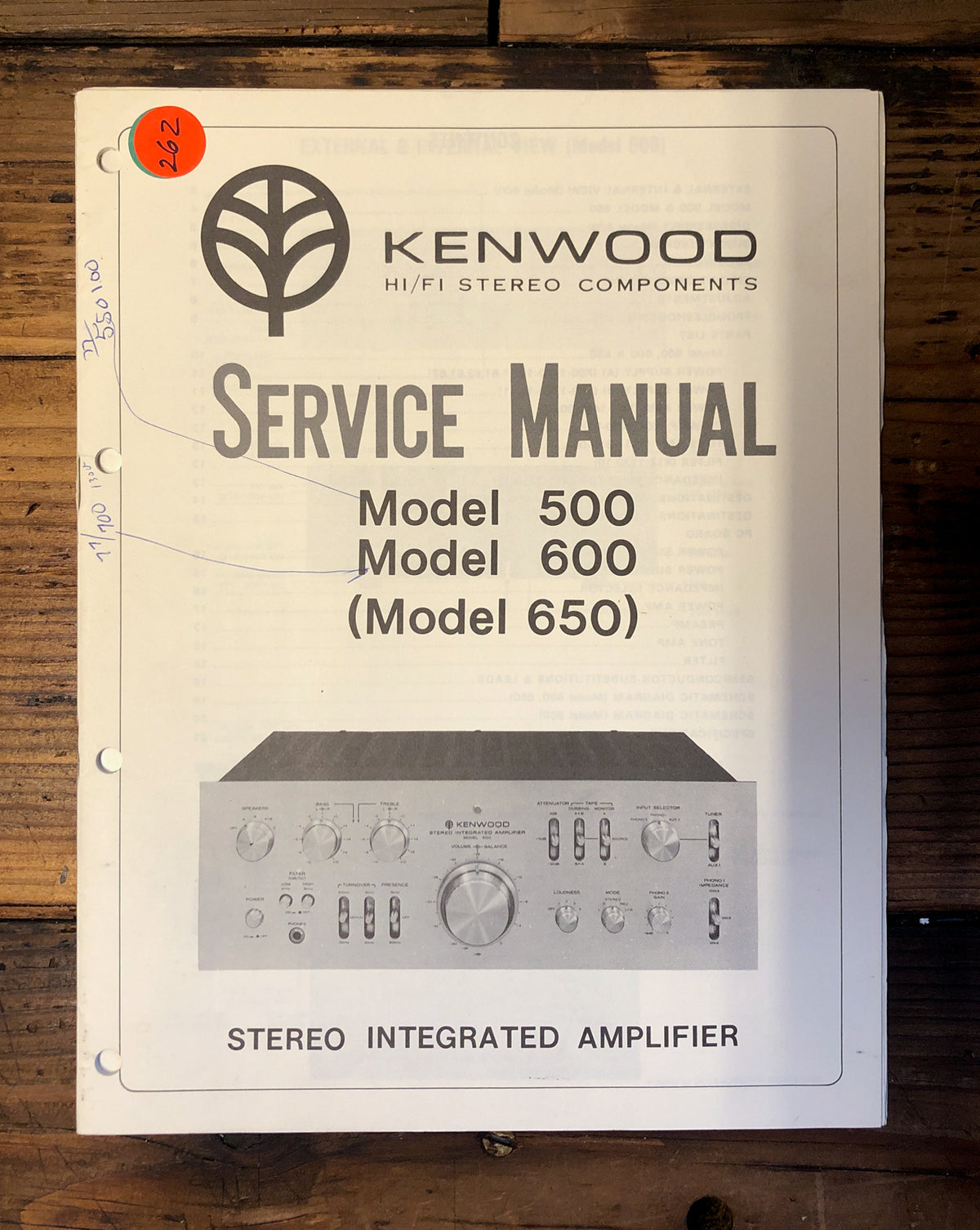 Kenwood Model 500 600 650 Amplifier Service Manual *Original*