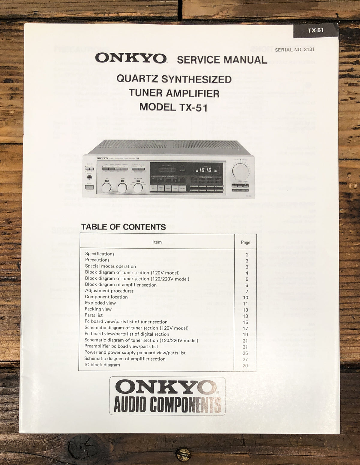 Onkyo TX-51 Receiver Service Manual *Original*