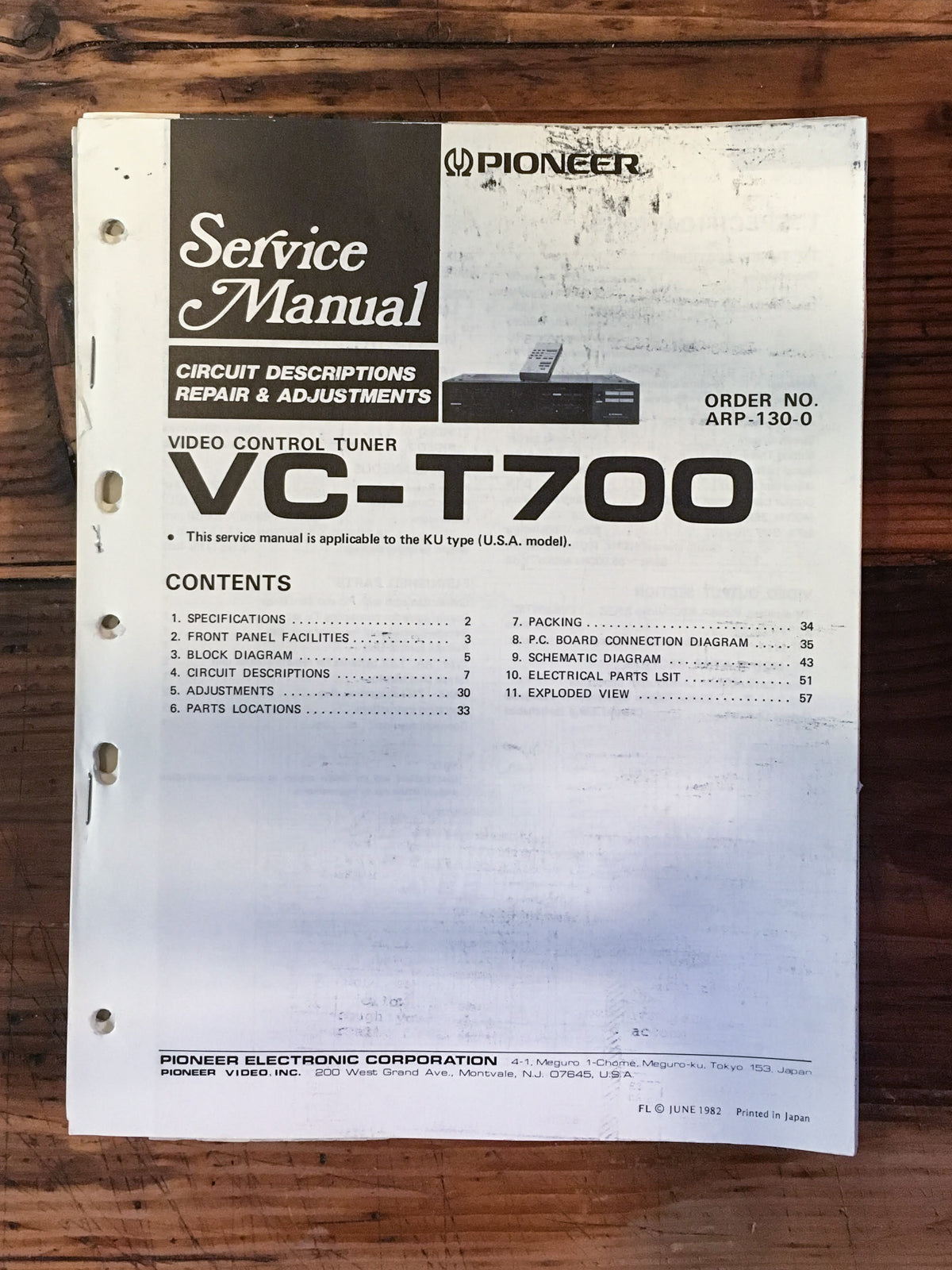 Pioneer VC-T700 Tuner Service Manual *Original*