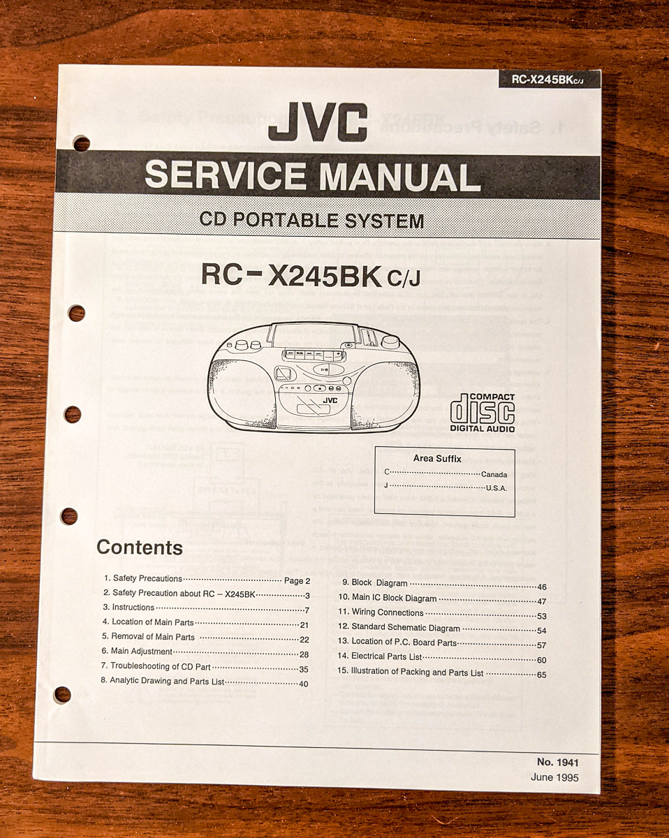 JVC RC-X245 CD Portable Stereo Service Manual *Original*