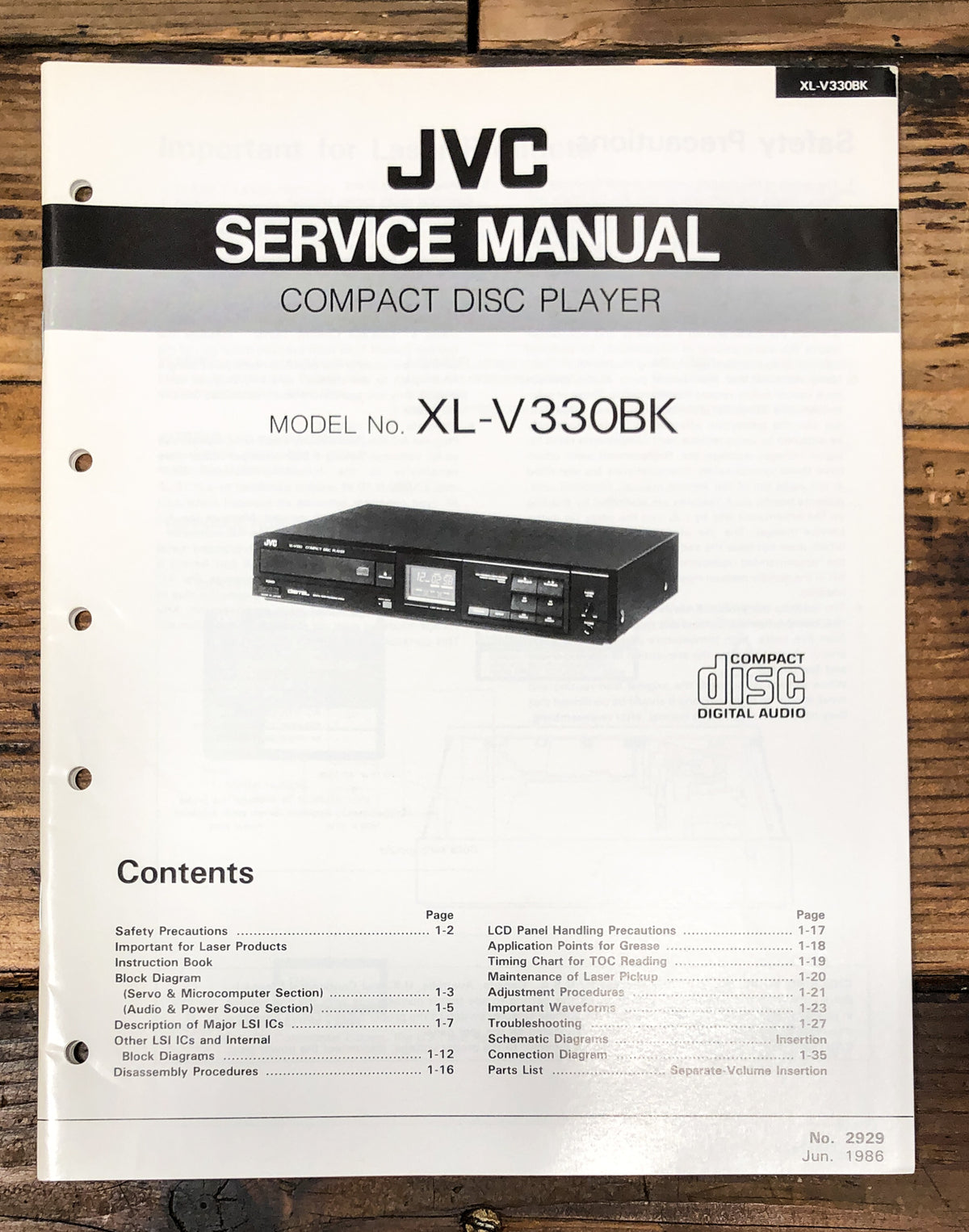 JVC XL-V330 CD Player Service Manual *Original*