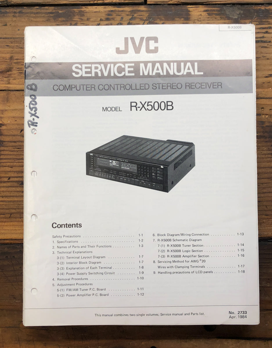 JVC RX-X500B RX-500B -500 B Receiver Service Manual *Original*