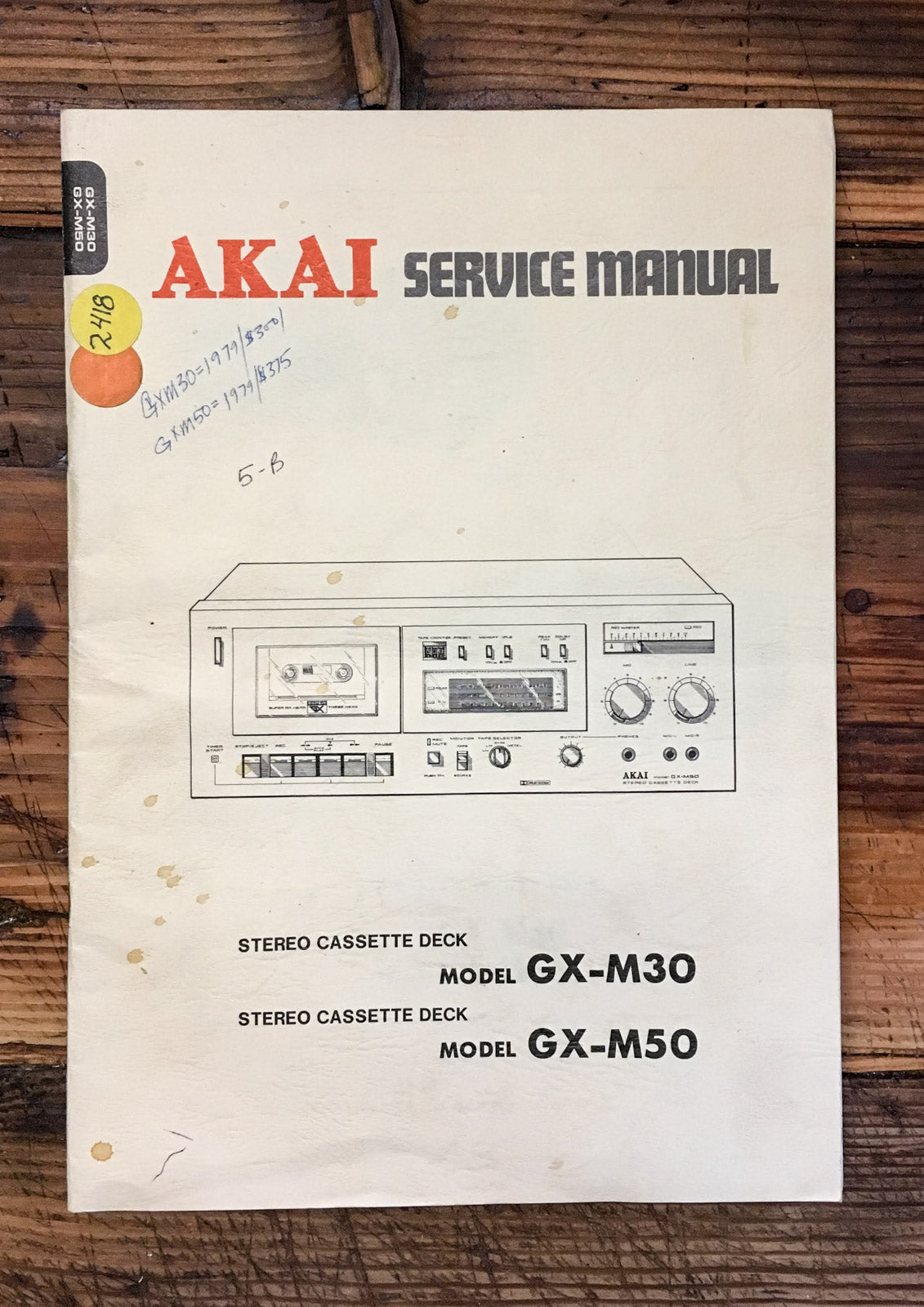 Akai GX-M30 GX-M50 Cassette Service Manual *Original*
