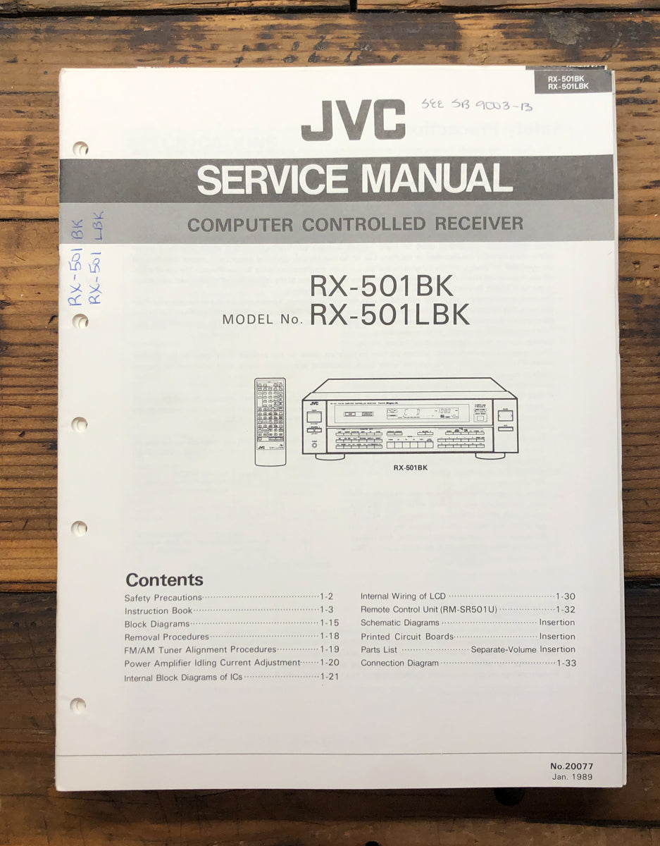 JVC RX-501 BK LBK Receiver Owner & Service Manual *Original*