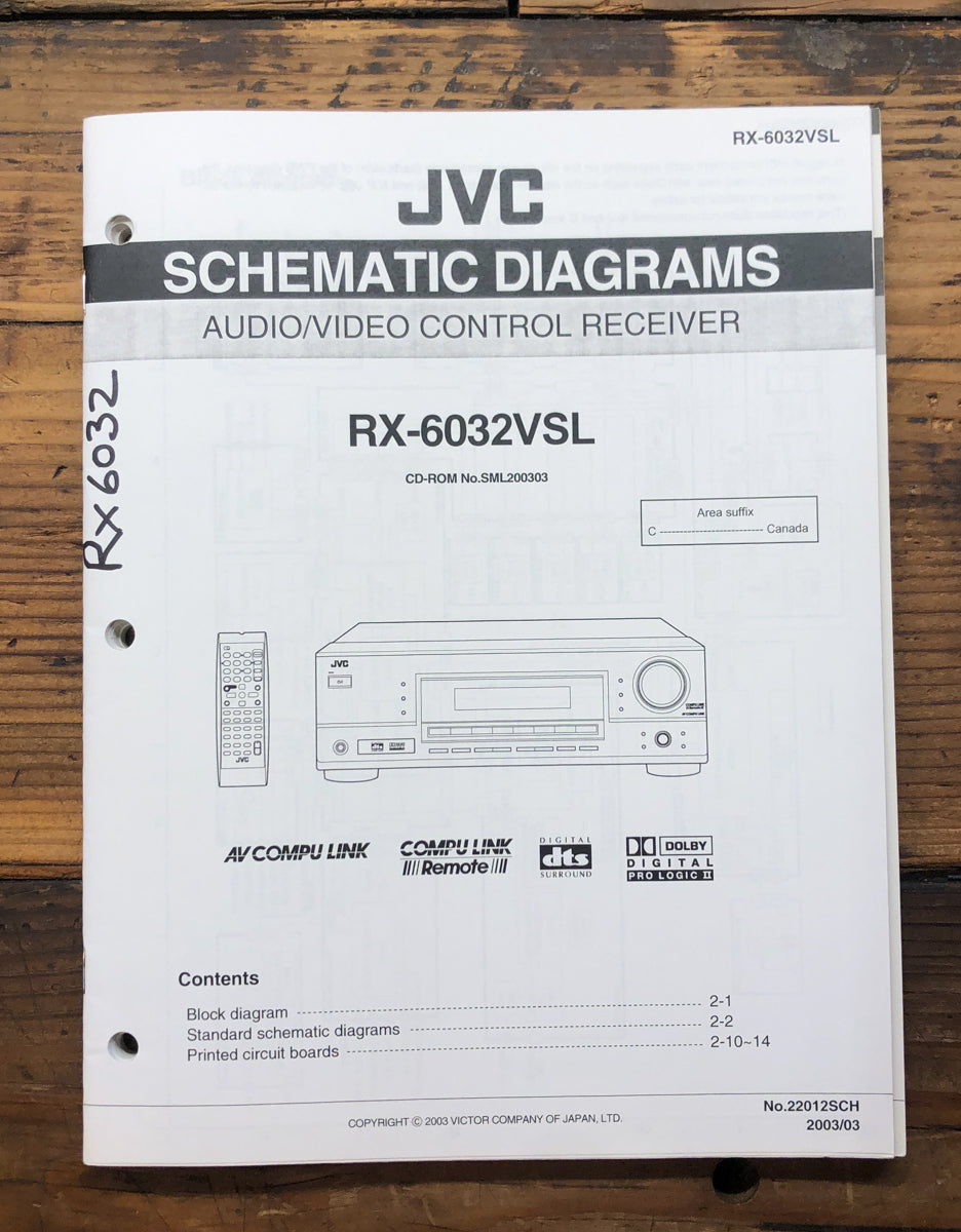JVC RX-6032 Receiver Schematic Manual *Original*
