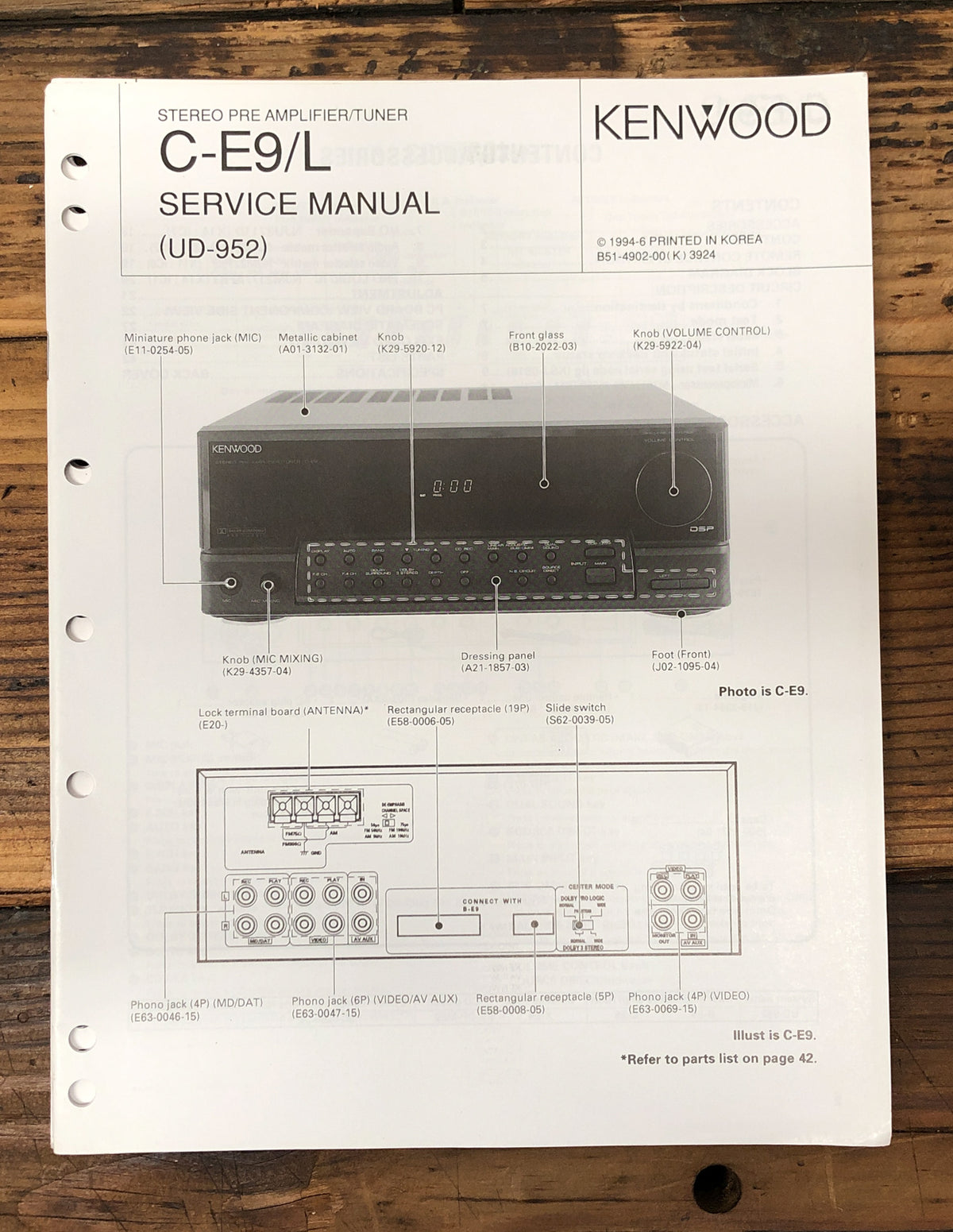Kenwood C-E9 C-E9L Stereo Service Manual *Original*