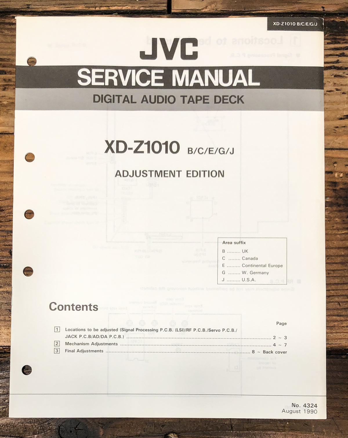 JVC XD-Z1010 DAT Deck Adjustment Manual *Original*