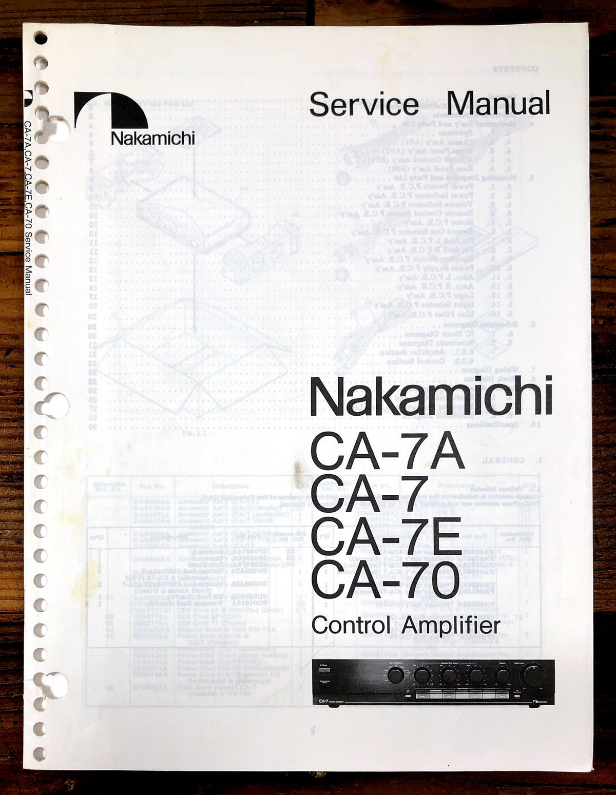 Nakamichi CA-7A CA-7 CA-7E CA-70 Control Amplifier Service Manual *Original*