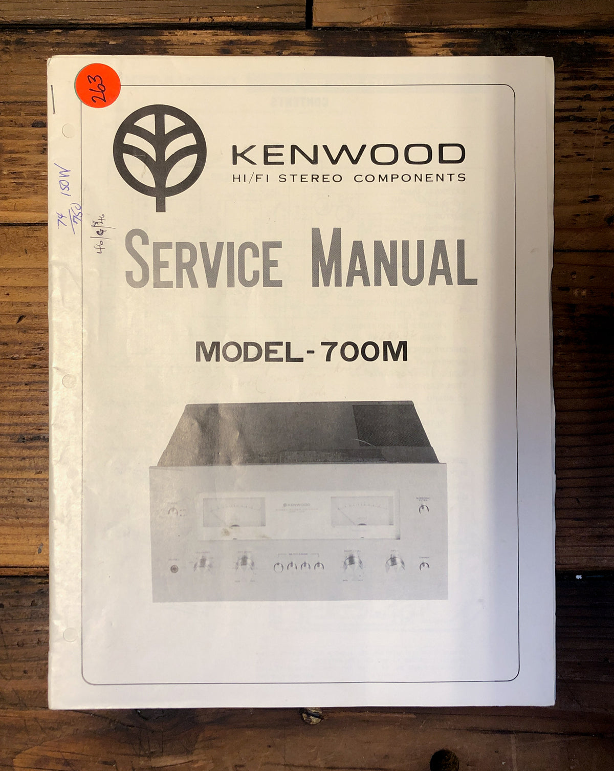 Kenwood Model 700M Amplifier Service Manual *Original*