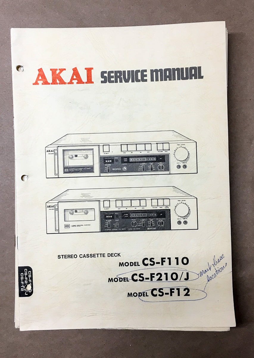Akai CS-F110 CS-F210 CS-F12 Cassette Service Manual *Original*
