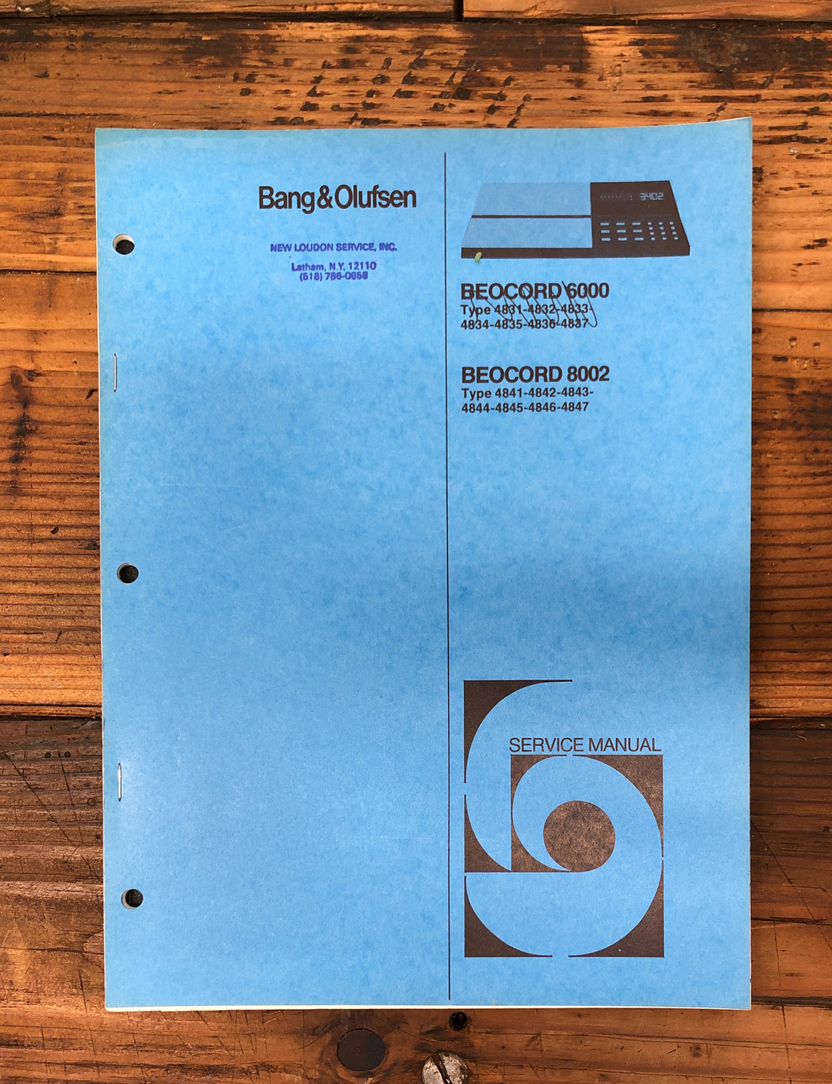 B&O Bang Olufsen Beocord 6000 8002 Cassette Service Manual *Original* #1