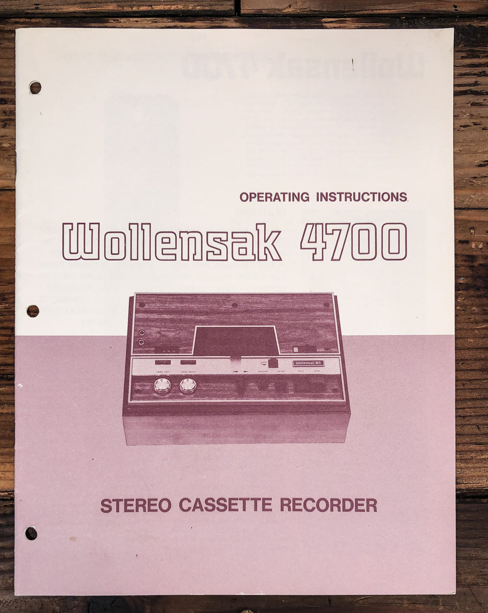 Wollensak Model 4700 Cassette Owners / User Manual *Original*