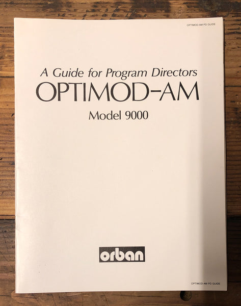 Orban Optimod-AM Model 9000  Program Director Guide  *Original*