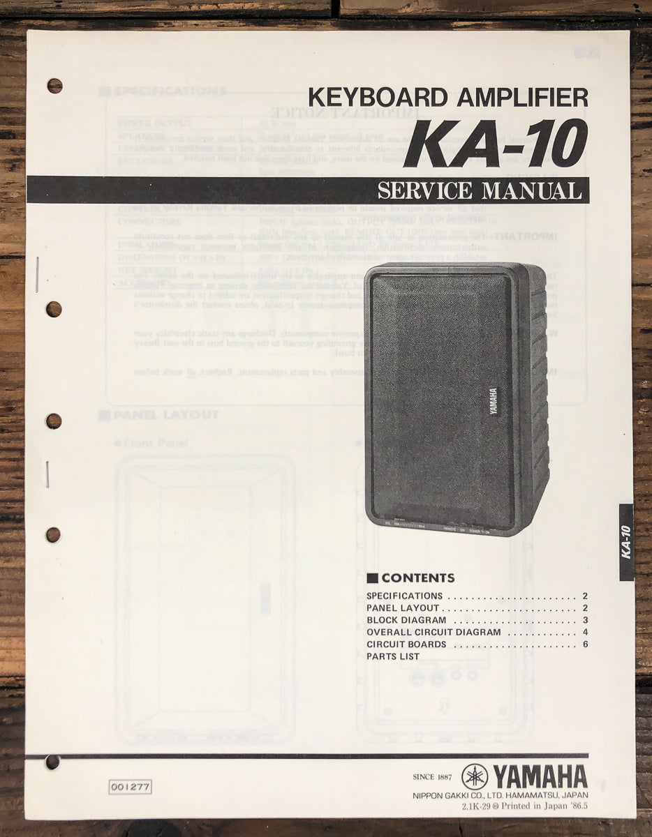 Yamaha KA-10 Keyboard Amplifier Service Manual *Original*